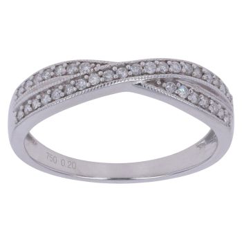 18ct White Gold 0.20ct Brilliant Cut Diamond Crossover Ring