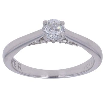 18ct White Gold 0.45ct Flower Cut Diamond Solitaire Ring