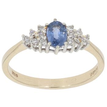 9ct Yellow Gold 0.10ct Diamond and Sapphire Dress Ring