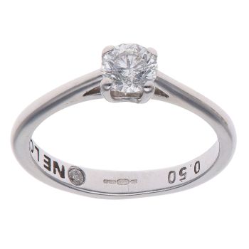 18ct White Gold 0.50ct Brilliant Cut Diamond Solitaire Ring