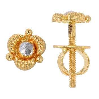 22ct Yellow and White Gold Flower Stud Earrings