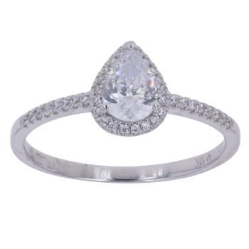 9ct White Gold Cubic Zirconia Cluster Ring