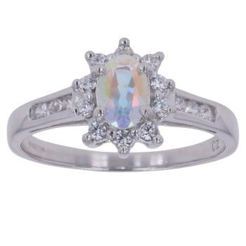 9ct White Gold Coated Cubic Zirconia Cluster Ring