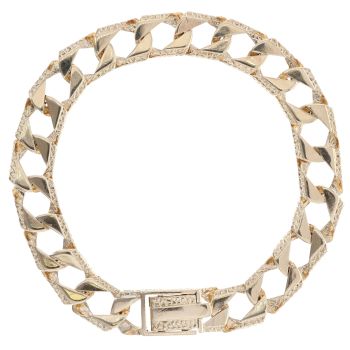 9ct Yellow Gold Texture Curb Bracelet 8.5"