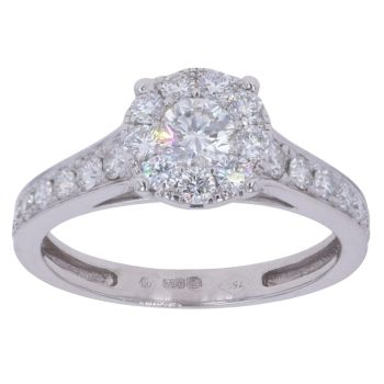 18ct White Gold 0.85ct Brilliant Cut Diamond Cluster Ring
