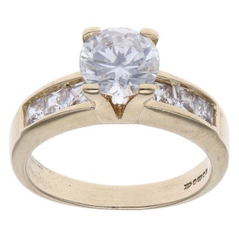 9ct Yellow Gold Cubic Zirconia Single Stone Ring