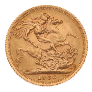 1966 Elizabeth II First Portrait UK Full Sovereign Coin
