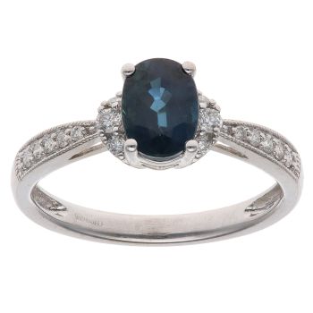 18ct White Gold 0.10ct Diamond and Sapphire Ring