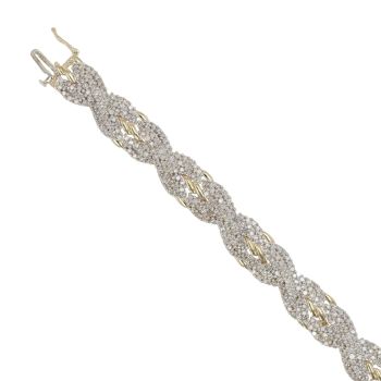 9ct Yellow Gold 2.75ct Single Cut Diamond Crossover Bracelet 7"