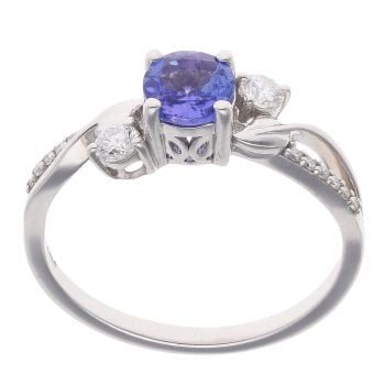 9ct White Gold 0.25ct Diamond And Tanzanite Ring