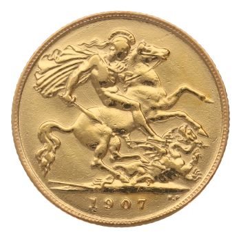 1907 Edward VII Large Head UK Half Sovereign Coin