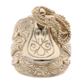 9ct Yellow Gold Patterned Saddle Ring