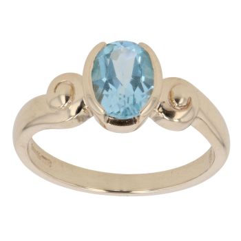 9ct Yellow Gold Created Topaz Single Stone Ring