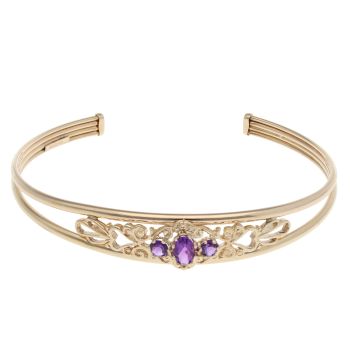 9ct Yellow Gold Amethyst Torque Bangle
