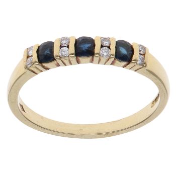 18ct Yellow Gold 0.12ct Diamond and Sapphire Ring