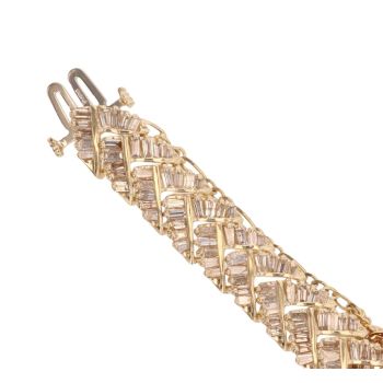 14ct Yellow Gold 5.50ct Baguette Cut Diamond Chevron Bracelet 6.5"