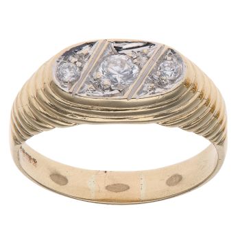 9ct Yellow Gold Cubic Zirconia Signet Ring