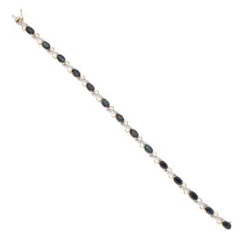 9ct Yellow Gold 0.10ct Diamond And Sapphire Bracelet 7"