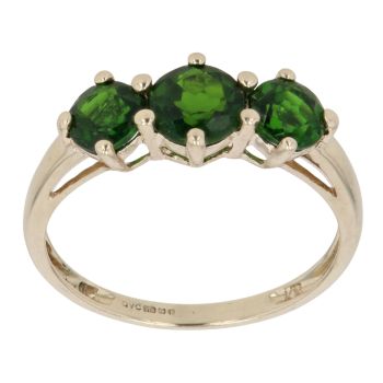 9ct Yellow Gold Three Stone Diopside Ring