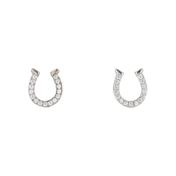 Silver Cubic Zirconia Horseshoe Earrings By Icesia