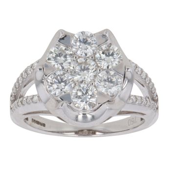 18ct White Gold 1.69ct Brilliant Cut Diamond Cluster Ring