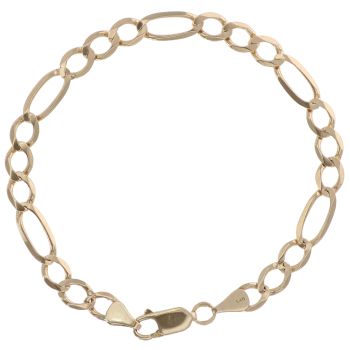 9ct Yellow Gold Figaro Bracelet 7.5"