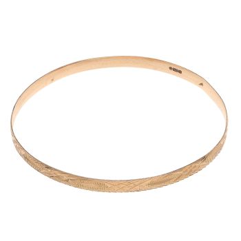 14ct Yellow Gold Patterned Bangle