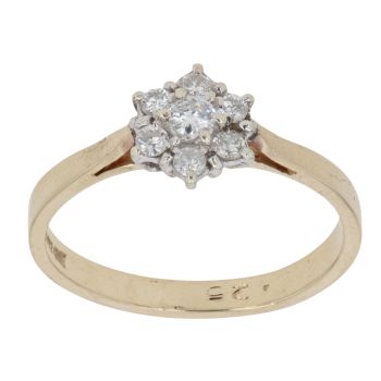 9ct Yellow Gold 0.25ct Brilliant Cut Diamond Cluster Ring