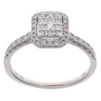 18ct White Gold 0.50ct Diamond Shoulder Cluster Ring