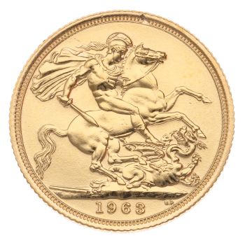 1963 Elizabeth II First Portrait UK Full Sovereign Coin