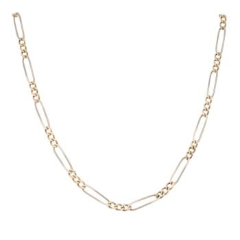 9ct Yellow White and Rose Gold Figaro Chain 24"