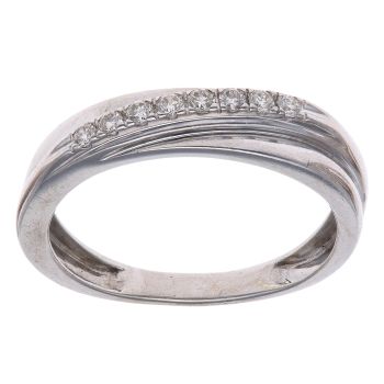 9ct White Gold 0.15ct Brilliant Cut Diamond Crossover Ring