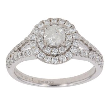 18ct White Gold 1.00ct Brilliant Cut Diamond Cluster Ring