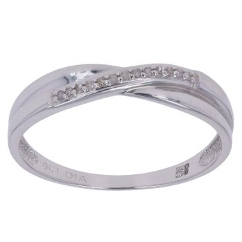 9ct White Gold 0.05ct Brilliant Cut Diamond Crossover Ring