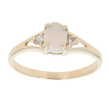 9ct Yellow Gold Cubic Zirconia And Opal Ring