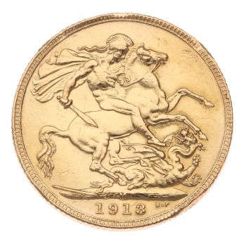1913 George V Large Head Australia Full Sovereign Coin