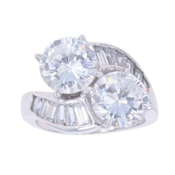 14ct White Gold Cubic Zirconia Twist Ring