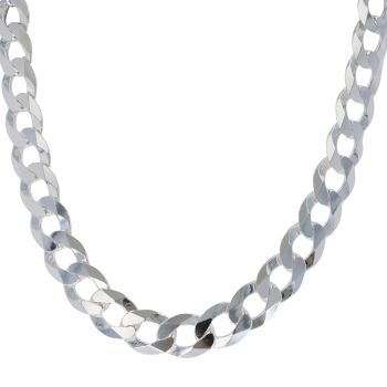 Silver Flat Curb Chain 22"