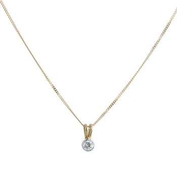 18ct Yellow Gold 0.15ct Brilliant Cut Diamond Solitaire Pendant and Chain 18"