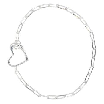 Silver Paperclip Heart Bracelet 8" By Icesia