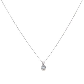18ct White Gold 0.25ct Brilliant Cut Diamond Solitaire Pendant And Chain 18"