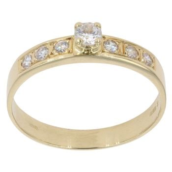 14ct Yellow Gold Single Stone Cubic Zirconia Ring