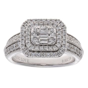 18ct White Gold 0.95ct Diamond Cluster Vera Wang Ring
