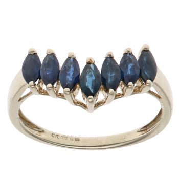 9ct Yellow Gold Sapphire Wishbone Ring