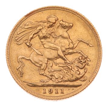 1911 George V Large Head UK Full Sovereign Coin