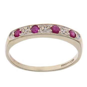 9ct Yellow Gold 0.03ct Diamond and Ruby Fancy Ring