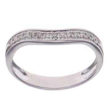 9ct White Gold 0.10ct Brilliant Cut Diamond Wishbone Ring