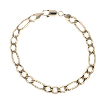 9ct Yellow Gold Figaro Bracelet 9"