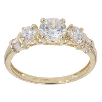 14ct Yellow Gold Cubic Zirconia Three Stone Ring