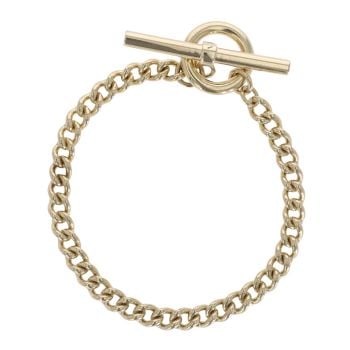 9ct Yellow Gold T-Bar Curb Bracelet 7"